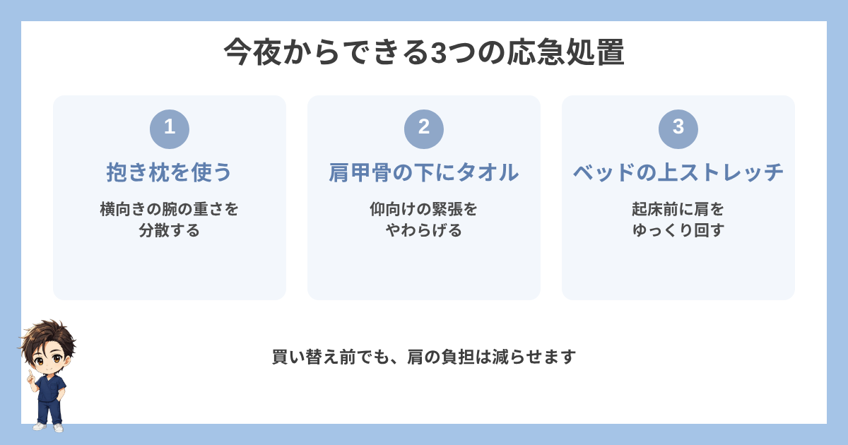 今夜からできる3つの応急処置の図解