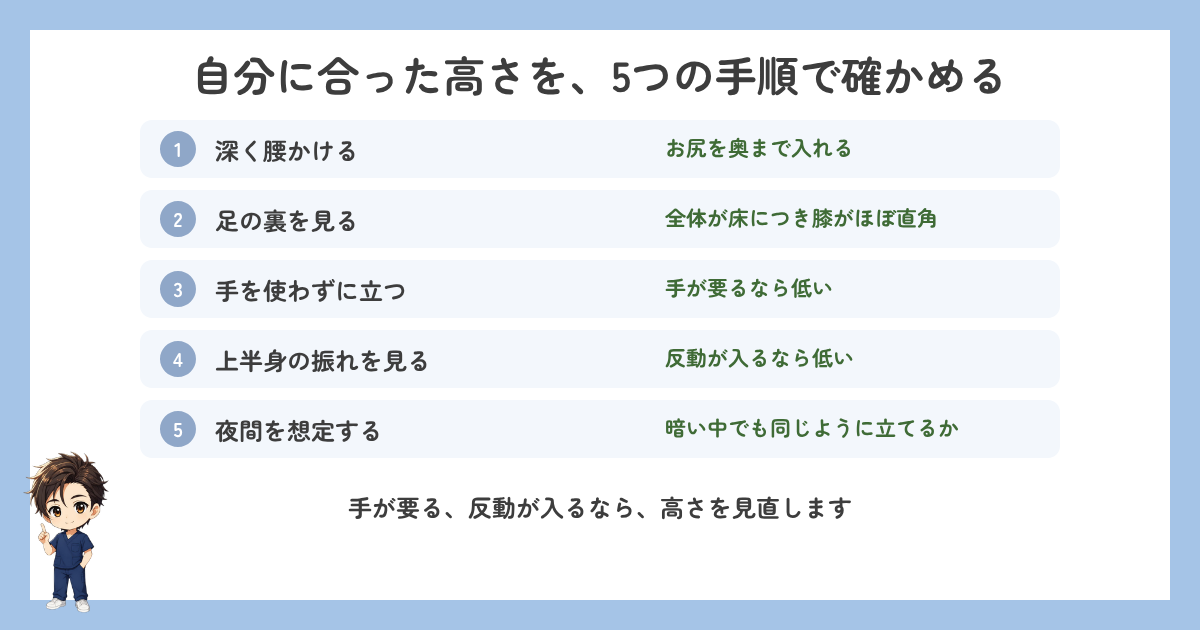 自分に合ったベッドの高さを確かめる5つの手順